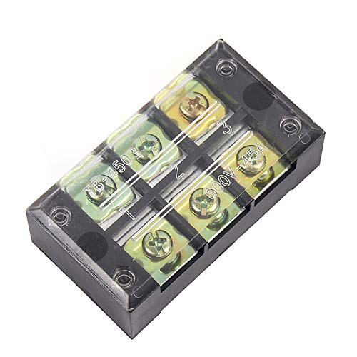 Photo 1 of 5Pcs 3 Positions Dual Rows 600V 45A Screw Wire Barrier Block Terminal Strip Block TB-4503L with Removable Clear Plastic Insulating Cover