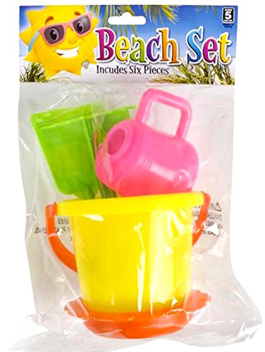 JEWELS FASHION 6 Piece Beach Sand Toy - Fun & Creative Shapes & Sculptures-Set Includes: Bucket, Rake, Shovel, Watering Can, Sand Sifter, and Turtle Sand Mold