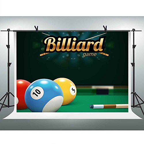 FHZON 10x7ft Billiard Game Photography Backdrop Red Yellow Blue Ball Background Themed Party YouTube Backdrops Photo Booth Studio Props TMFH187