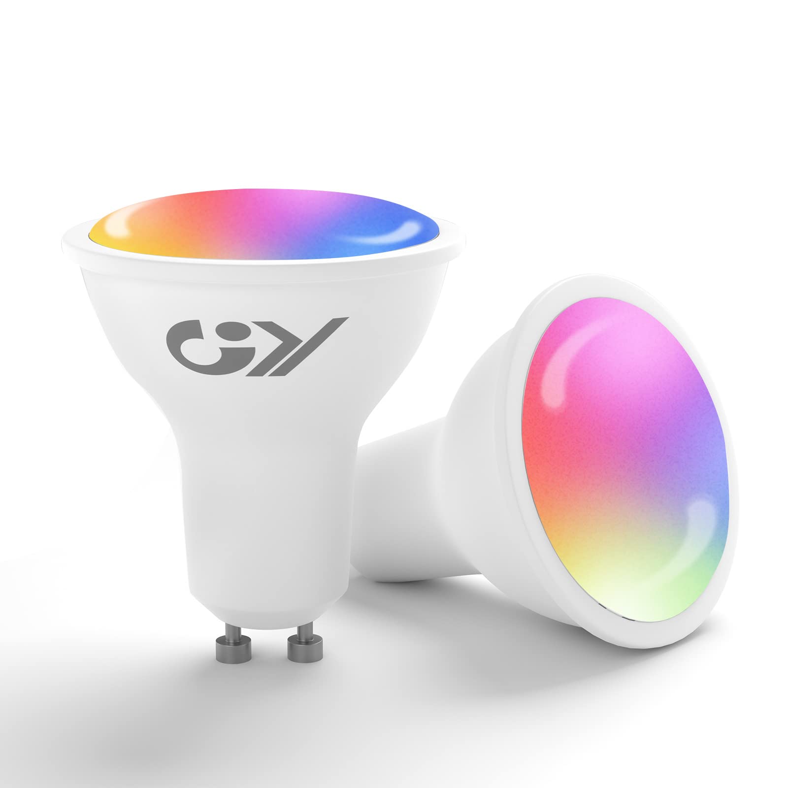 GY GU10 Smart Bulb,RGBCW Dimmable Colour Changing Alexa Light Bulbs,Compatible with Alexa&Google Home WiFi Light Bulbs(2.4GHz WiFi Only) 7W 500LM, 2 Packs