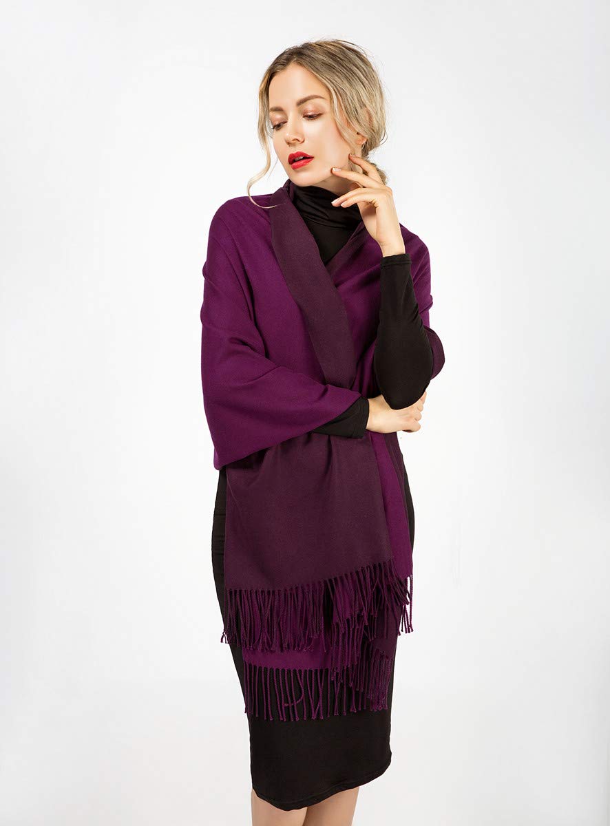 Women Scarves yeabiu Cashmere Scarf Large Winter Fringe Scarf Warm Wool Shawl Wrap Stole for Women (Medium, Purple)
