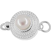 Genuine Pearl in Sterling Silver 1-Strand Pearl Box Clasp for Necklace or Bracelet