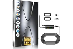 VRAGEY 2026 Updated TV Antenna,3200+ Miles Range Antenna for Smart TV Indoor/Outdoor,360° Reception Digital TV Antenna for Local Channels and All Smart/Old TVs-38ft Thick Coax Cable and Amplifier