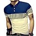 LOGEEYAR Mens Summer Slim Fit Contrast Color Stitching Stripe Short Sleeve Polo Casual T-Shirts (Large, 508-white)