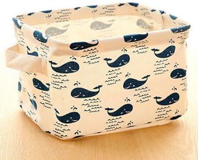 Cute Printing Cotton Linen Desktop Storage Organizer Sundries Storage Box Cabinet Underwear Storage Basket (B)