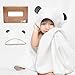 Luxury Organic Bamboo Hooded Baby Towel & Washcloth Set | Extra Large Hooded Bath Towel With Gray Panda Ears For Babies Newborn Toddler Boy Girl |Thick & Soft Unisex Baby Towels With Hood | Great Gift
