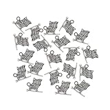 MagiDeal 20 Pieces Silver Vintage USA American Flag Pendant Finding Bead Findings Patriotic Jewelry Making Supplies