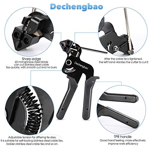 Metal tie wrap Gun, Dechengbao Stainless Steel Cable Tie Gun and Zip tie Tool,Cable Tie Tool for Stainless Steel Cable Ties,Metal Cable tie Gun
