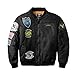 Neo-wows Men's Bomber Jacket with Patches  Black  X-Large