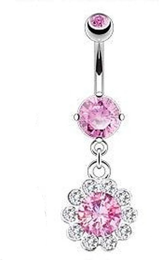 Emeco® Stainless Round Flower Belly Bar Piercing NAL12129 x