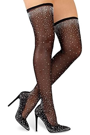 thigh high boots with rhinestones