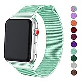 DELELE Bands Compatible for Smartwatch Band 38mm 42mm 40mm 44mm, Milanese Loop Magnetic Metal Replacement Strap with Magnet Lock for SmartWatch Series 4/3 / 2/1 Women Men (Mint Green, 38mm/40mm)