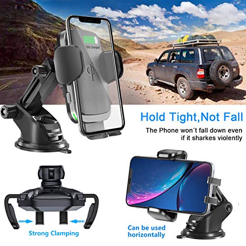 Wireless Car Charger Mount, Auto Clamping 10W/7.5W Qi Fast Charging Car Mount, Windshield Dashboard Air Vent Phone Holder for iPhone Xs/Xs Max/XR/X/ 8/8 Plus, Samsung Galaxy S10 /S10+/S9