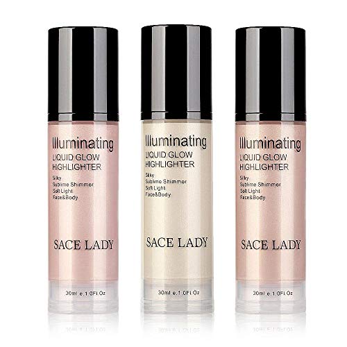 Liquid Highlighter, LEEGOAL Waterproof Smooth Shimmer Face Body Glow Liquid Highlighter, Illuminator Makeup for Face Lip Body Contour Makeup