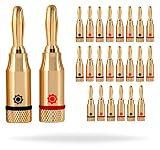 InstallGear Gold Banana Plug Connectors Closed Screw - 24-Pack (12 Red, 12 Black)