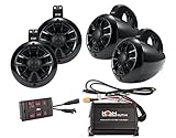 NOAM NUTV4 Quad - 4 Channels Marine Bluetooth ATV/Golf Cart/UTV Speakers Stereo System