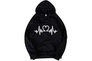 WKSCLPAI Women's Casual Heart Print Sweatshirts Graphic Long Sleeve Pullover Hoodie with Pocket Baggy Comfy Sweatshirt Tops
