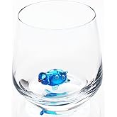 HeguSun 3D Drinking Glass Cup with Cute Farm Animals Inside,Handmade Glass Animal Figurine,Stemless Glass for Water,Wine,Milk,Beverages, Easter, Christmas, Birthday Gift for Boys Girls Kids (Turtle)