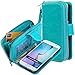 E LV Case for Galaxy S7 Case 2IN1 (CASE Cum Purse) PU Leather flip Wallet Bag Pouch Case Cover for Samsung Galaxy S7 - [Turquoise]