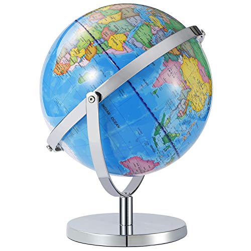 Desktop World Globes 720Â°Rotation - Educational World Globe with Stand Adults Geographic Gobles Discovery World Globe Educational Toy for Kids - Geography Learning Toy