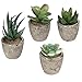 MyGift Faux Succulent Plants, Assorted Decorative Artificial Succulent Plants with Gray Pots, Set of 4