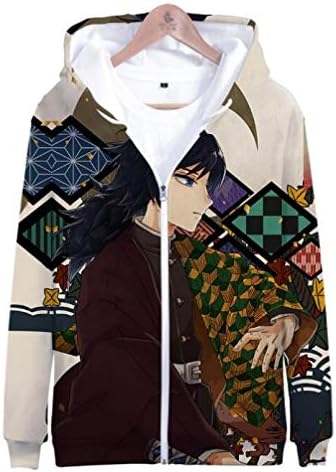 Hoodies,Ghost Blade Anime Stove Door Charcoal Lang Lang Bean Cosplay Print Zipper Hoodie Sweater