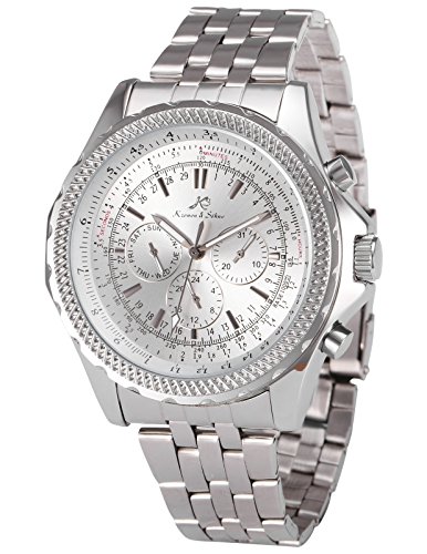 Ks Imperial Series Day Date Automatic Mechanical Men's Silver Stainless Steel Band Wrist Watch KS141 Ks Imperial Series Day Date Automatic Mechanical Men's Silver Stainless Steel Band Wrist Watch KS141