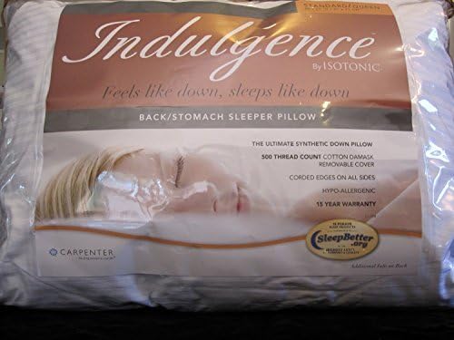Indulgence Back/Stomach Standard/Queen Sleeper Pillow by Isotonic 28 x 20 by Indulgence by Isotonic