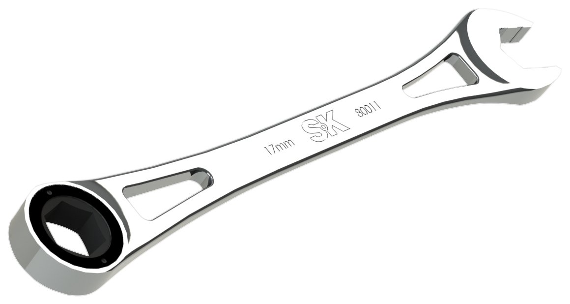 SK Tools USA 17MM, 6 Point, X-Frame® Combination Ratcheting Wrench | 80011