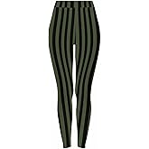 Oplxuo Halloween Leggings for Women Striped Colorful Witch Tights Stretchy Skinny Leggings Ankle Length Pants Party Dress up