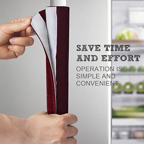 Sheskind Refrigerator Door Handle Cover Kitchen Appliance Decor Handles Antiskid Protector Gloves for Fridge Oven Keep off Fingerprints,Liquid,Oil Stain,Food Spot,2 pieces (16" 4", Burgundy)