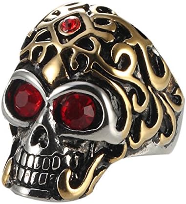 Men's Fashion Design Retro Punk Rock Human Skeleton Style Stainless Steel Skull Ring size7-13