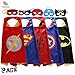 Kei store Cape and Mask Superhero Cartoon Dressing Up Costumes for Kids, Comic Cartoon Birthday Party Game Supplies for Boy and Girl, Set of 5
