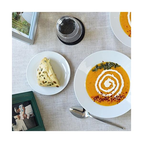 Argon-Tableware-White-Rimmed-SoupPastaCerealBowls-23cm-Set-of-6 6X White Soup Bowls - 23cm (9") - Ceramic Dinner Plates Dish Set Cereal Soup Serving Noodle Bowl - Dishwasher and Microwave Safe - by Argon Tableware