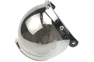 WANCAR Retro Motorcycle Bubble Visor Wind Shield Lens Universal For Standard 3-Snap Open Face Helmets(Mirrored)
