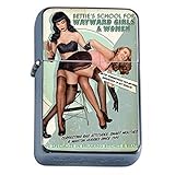 Silver Flip Top Oil Lighter Vintage Poster D-047