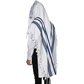 HOLY VOICE 100% Cotton Tallit Prayer Shawl with 100% Wool Tzitzit Strictly Kosher Certified from Israel