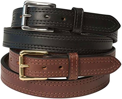 1 1/2" Double Stitched Heavy Duty Leather Gun Belt Black 46