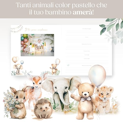 Wellode Birth Album Child Up to 5 Years Old – 76 Pages with Gold Stickers – Baby Birth Book – Album Memories Newborn – Gift Idea for Birth and Baby Shower, Neutral Gender