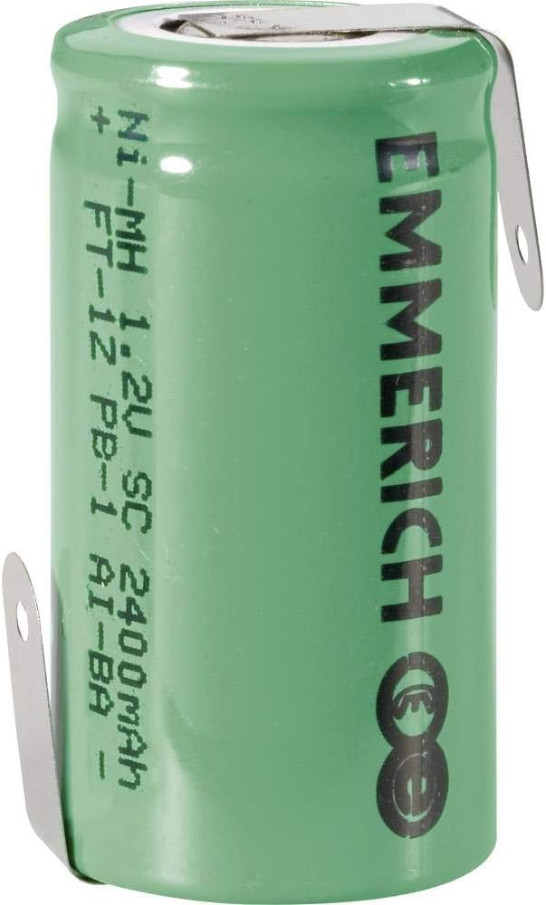 Emmerich NiMH Sub-C Size Cell, Tagged, Rechargeable, 1.2V, 2400mAh