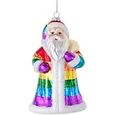 Kurt Adler T2751 Rainbow Santa Hanging Ornament, 5-inch High, Glass