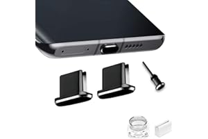 VIWIEU USB C Port Cover Plugs Metal Anti Dust Cap Protectors 2 PCS Compatible with Samsung Galaxy S24/S23/S22/S21 MacBook Pro Air (Black)