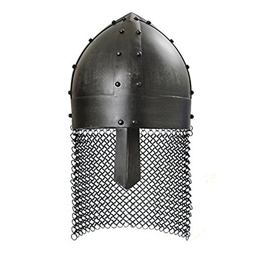 Viking Spangenhelm Head Armour Helmet Dark Metal Finish One Size