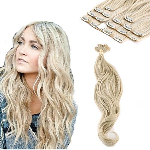 22" Curly Full Head Clip in Synthetic Hair Extensions 7pcs 140g (ASH BROWN#)