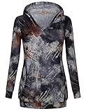 Miusey Women's Long Sleeve V Neck Tie Dyed Pullover Hoodie With Kangaroo Pocket