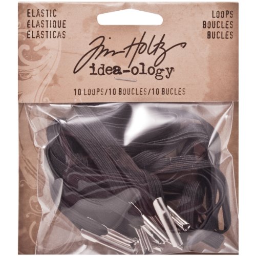 Elastic Loops by Tim Holtz Idea-ology, 6.5 Inches, Pack of 10 Loops, Black, TH93141