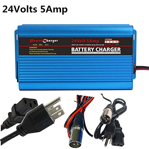 24V 5Amp Smart Automatic Battery Charger for Lead-acid Battery, Portable Smart Charger With XLR Connector, Smart Detection Power Display Adapt for Wheelchair, Truck, Motorcycle eBike, Scooter - Thumbnail 7