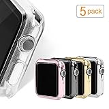 FHDCAM Compatible with Apple Watch Case, Clear Soft TPU Protector Compatible with iWatch Case Cover Compatible with Apple Watch Series 2, Series 1 [5-Pack]- 42mm