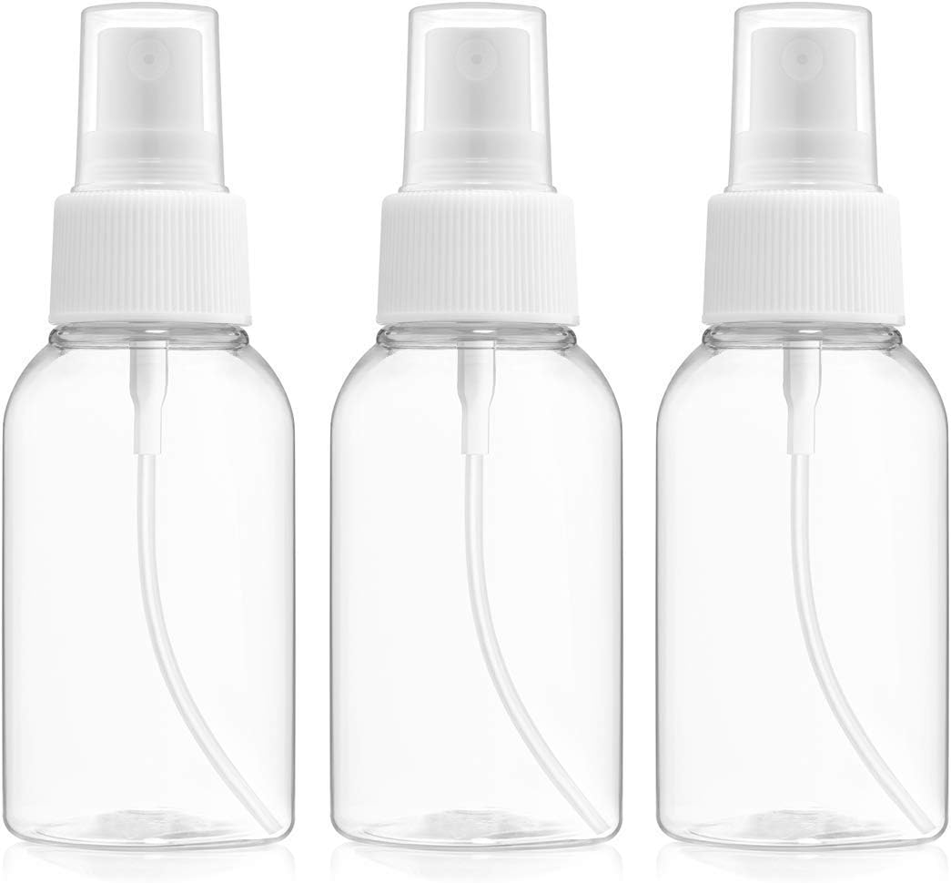 YOJINKE 3PCS Fine Mist Clear Spray Bottles Refillable Reusable Empty Plastic Travel Bottle for Essential Oils, Travel, Perfumes