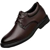 Men’s Leather Elevator Shoes, Invisible 2.36" Height Increase Cap Toe Oxford for Business Formal & Casual Occasions